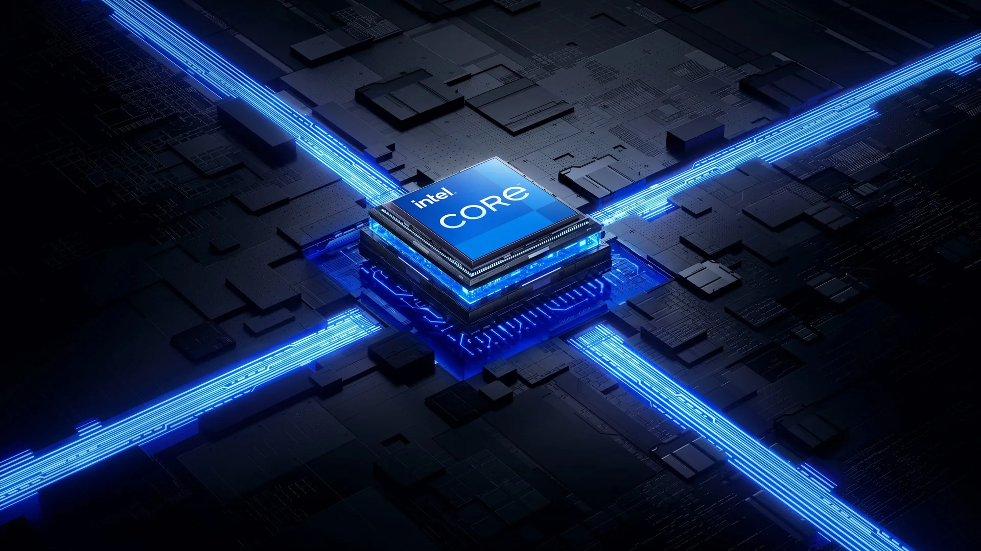 Intel Core Ultra processor with glowing blue aesthetic